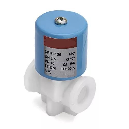 Клапан электромагнитный пластиковый нормально-закрытый SP61355 (AC220V, DC12V, DC24V)